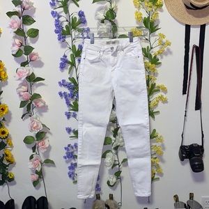 Topshop Jamie Moto White Skinny Ankle Jeans